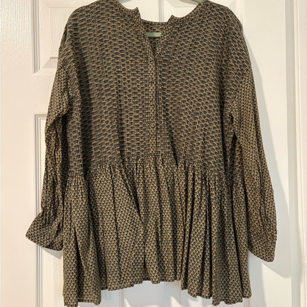 mison de soil Printed Cotton Tiered Tunic Blouse